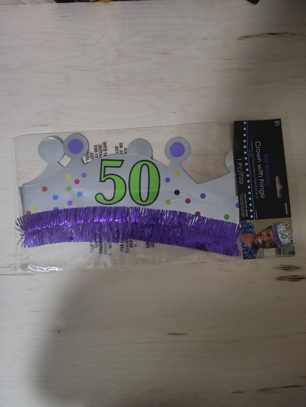Amscan 50 Party Crown with Purple Fringe and Green Accents